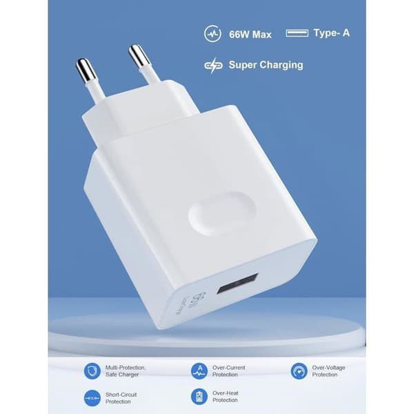 66W Supercharge hurtiglader for Honor 90 Lite / 200 Lite – Inkluderer 6A USB-C-kabel (1m)