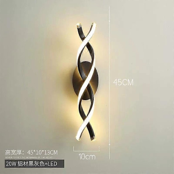 Moderne og minimalistisk soverom, vegglampe ved sengen, kreativ lampe, nordisk korridor dekorasjon, bakgrunnsvegg, kunstnerisk design, W Black Nature White(3500-5500K)