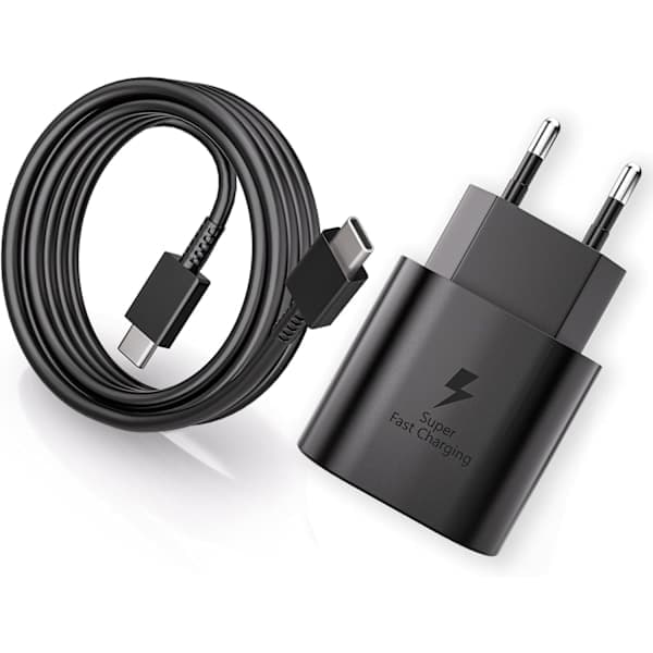 Hurtigoplader til alle Samsung-modeller med 2m langt USB-C-kabel sort