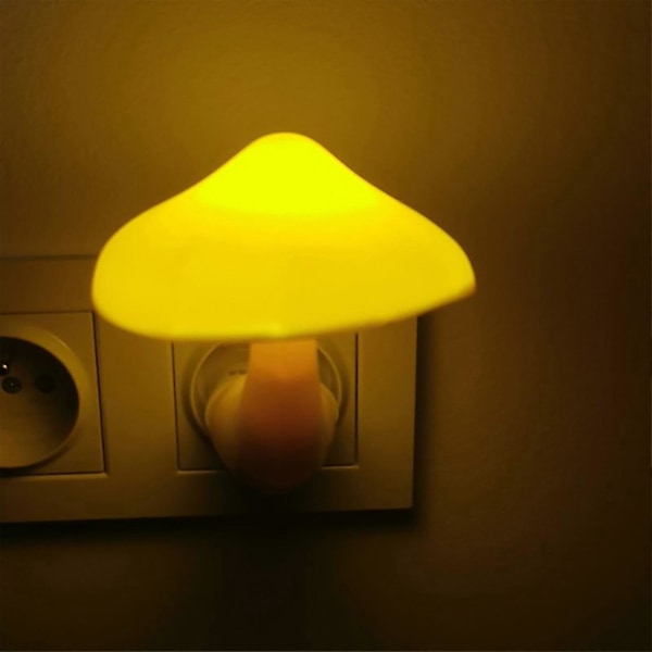 LED Natlampe Svampe Natlampe Stikkontakt Energibesparende Lyssensor Lampe til Børneværelse Soveværelse EU Stik Red