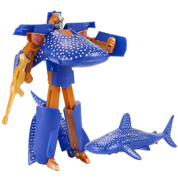 Transformasjons Havliv Robotleker Spækkhogger Delfin Kvit Hai Deformasjon Plast Gutter Action Figur Barn Leke dolphin