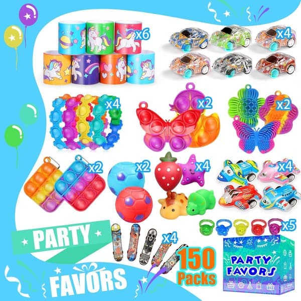 150-pack Fidget-leksaker i bulk för barn 4-8 8-12, skattkista klassrumspriser, godispåsar, julklappar, födelsedags- och semesterpresenter