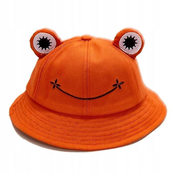 Sarjakuva-sammakon ämpärihattu, unisex-kesäinen aurinkolippis aikuisille, taitettava leveälierinen kalastajanhattu Orange