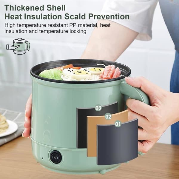 ®RisingFF Multifunksjonell elektrisk dampkoker, ideell for nudler, pasta, egg og suppe (hvit)