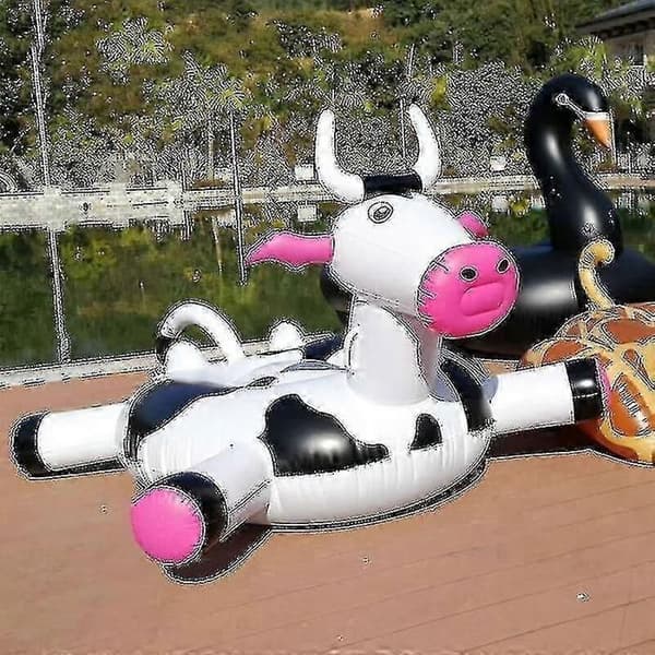 Oppustelig ko pool float til børn og voksne; tømmerflåde/flydende båd; sommer svømmelegetøj