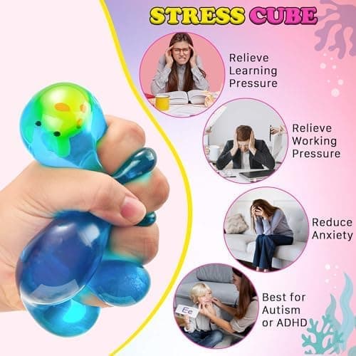 Stress Cube Squishy Fidget Legetøj Børn Voksne - Lysende Krabbe Squish Legetøj Sensorisk Legetøj til Børn med Autisme Stressbolde til Børn Klemme Crab02