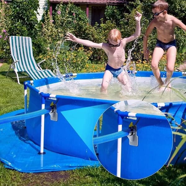 2-pack slanghållare - Förhindrar att den faller - Pooltillbehör - För slangar med 26-38 mm diameter (grå)