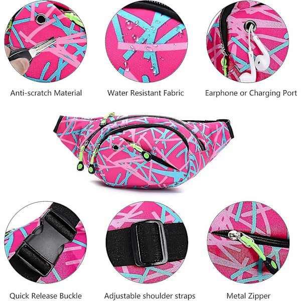 Bälte Väska Midjeväska, Fashion Bumbag För Kvinnor Män, 4 Fickor Justerbar Midjeväska För Löpning Vandring Rosa
