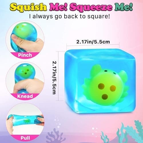 Stress Cube Squishy Fidget Legetøj Børn Voksne - Lysende Krabbe Squish Legetøj Sensorisk Legetøj til Børn med Autisme Stressbolde til Børn Klemme Crab02