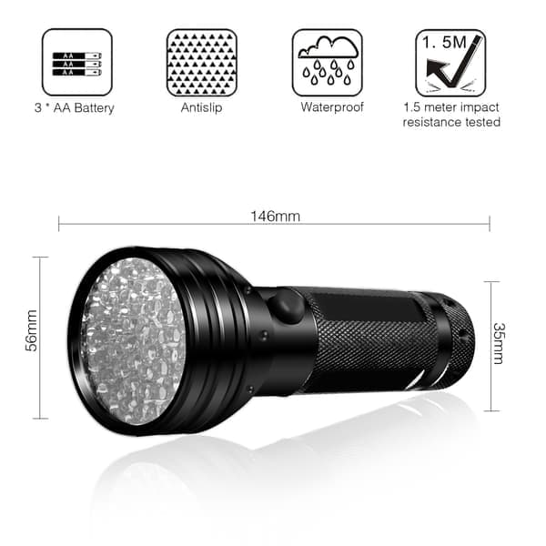 UV-taskulamppu 51 LED-helmellä 395nm vedenpitävä