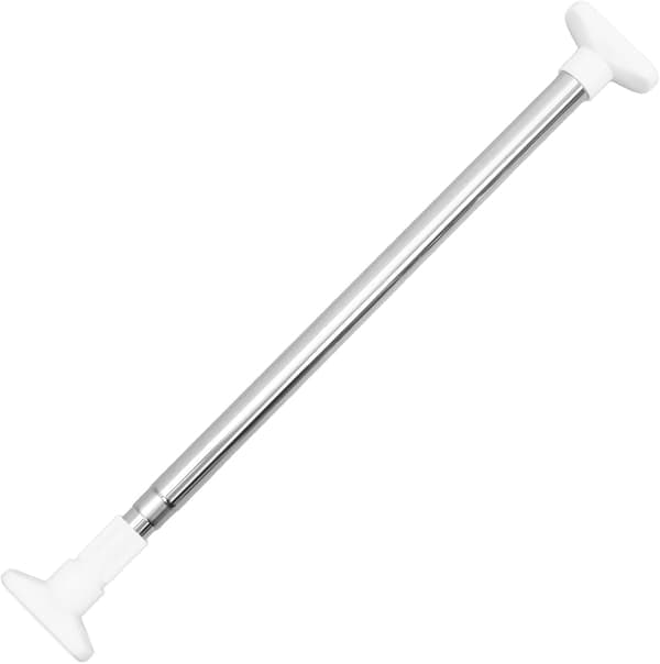 Justerbar 50cm-80cm Spændestang Gardinstang Rustfrit Stål Ingen Boring Elegant Hvid Bruseforhængsstang