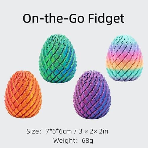 3D-printet fidget-leketøy, vridbare drageegg, spiralglatt eggleketøy, stresslindrende sensorisk skrivebordsleketøy for voksne og ADHD, roterende fokus Redgold