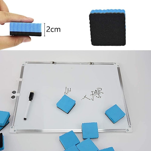 Sett med 4 whiteboard-svamper, lyseblå, ikke-magnetiske, liten visker, for tørr rengjøring av hvitt gulv med markører og penner, flipbrett, firkantet, 5x5x2 C