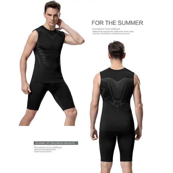 Version Ionic Formende Vest, Ærmeløs Ionic Formende T-shirt til Mænd Black 3XL