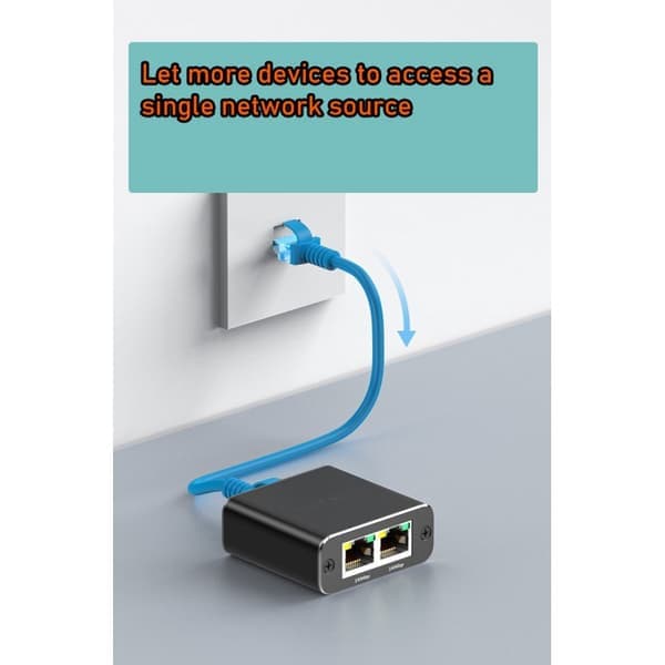 #1000 Mbps Ethernet Splitter 1 ind til 2 ud Højhastigheds Dual Port RJ45#