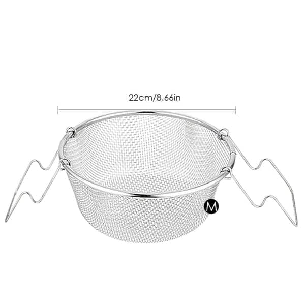 Fritøskurv i rustfritt stål Rund kurvsil Pommes frites 22cm