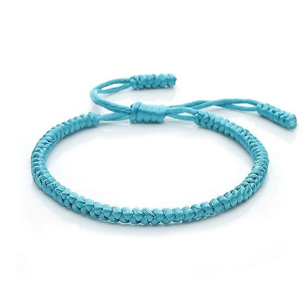 Handgjort Tibetansk Buddhistiskt Flerfärgat Lyckoknutar Reparmband Kvinnor Justerbara Charmarmband & Armringar För Män Vintage Smycken lake blue