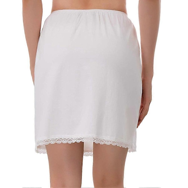 Elastisk Talje Blonde Underskørt Halv Underkjole Dame One-size White