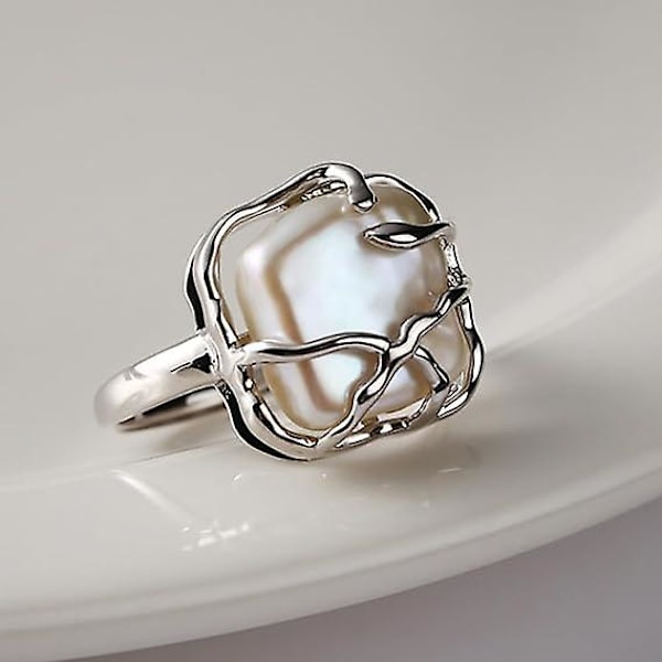 Uregelmæssig perle ring til kvinder 18k guld barok perle ring sølv geometrisk statement ring mode bryllup smykker gave kvinder piger