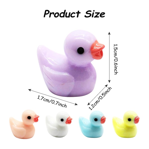 100 kpl Mini Resin Duck Miniature Duck Figuurit Mikrokeiju puutarhamaisema