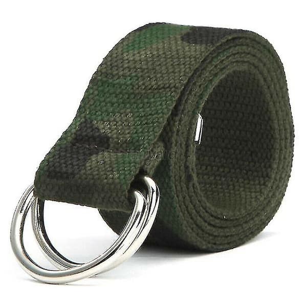 Canvas Jeans Bælter til Kvinder og Mænd med Dobbelt D-Ring Spænder og Webbing Camo