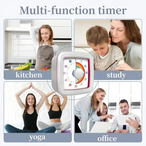 Visuell Timer för Barn Vuxna, 60-minuters Nedräkningstimer för Klassrum, Kök, Kontor, Pomodoro Timer Tidsstyrningsverktyg för Småbarn ADHD (Vit)