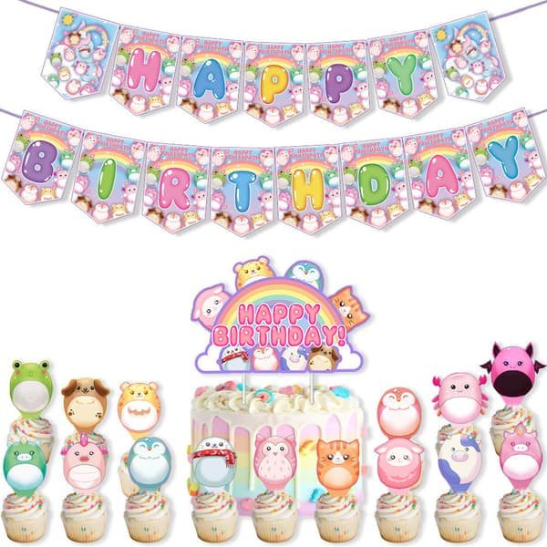 Squishmallows-aiheinen syntymäpäiväjuhlasetti
