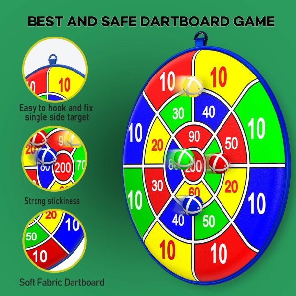 25,5" stor darttavla för barn med 12 klibbiga bollar, bollspel för barn, inomhusspel/utomhusspel/trädgårdsspel/brädspel (65 cm)