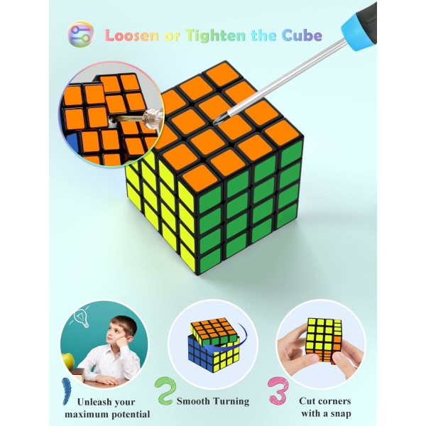 4X4 Speed ​​Cube, QiYuan Original 4x4x4 Fast Cube Super-holdbar klistermærke med levende farver (4x4x4)