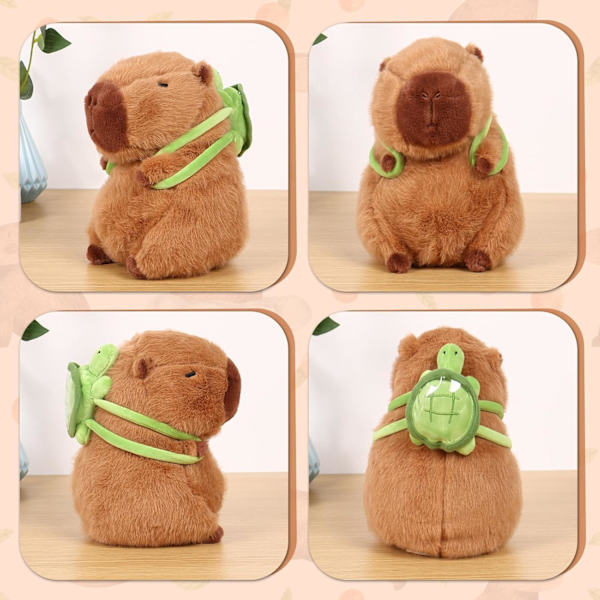 Eummy Capybara Plyschleksak 23cm Simulering Capybara Bär Sköldpadda Ryggsäck Realistisk Mjuk Capybara Leksak Söta Gnagare Stoppade Djurdocka