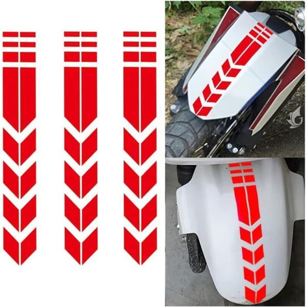 Reflekterande motorcykelstänkskärmsdekaler – Set med 3 röda dekaler/ränder Motorcyklar