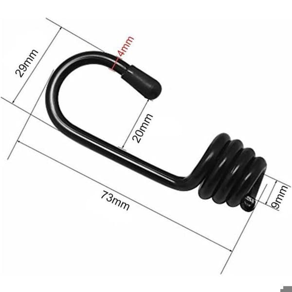 Spiral kroge til elastiksnore - LUSKYKA® - 12 stk. - Plastbelagt stål - 8mm diameter - 75mm længde