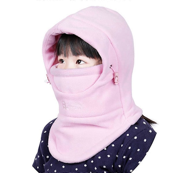 Lasten Fleece Pipolakkina Huppu Hattu Talvi Paksu Kauluri Unisex Lapsille Pink