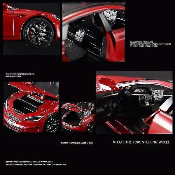 1:24 Tesla Model S Model 3 Tesla Model Y Legering Støbt Legetøjsbil Model Lyd Og Lys Børnelegetøj Samlerobjekter Fødselsdagsgave Boris Model X Black