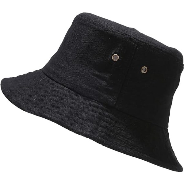Bucket Hat Summer Travel Beach Sun Hat Fisherman Hats Cap naisille Miesten (musta)