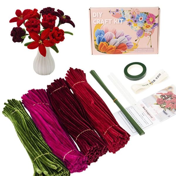 400-styks piberenser/chenille-stilk-sæt til buketfremstilling (inkluderer blomstertape og kunstige blomsterstængler)