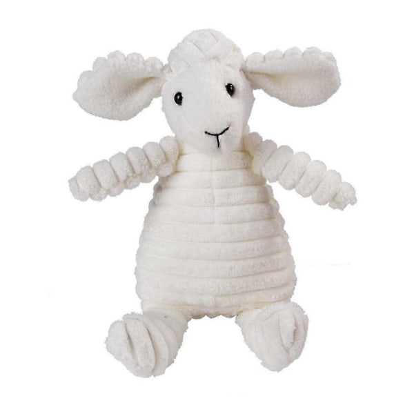 Plush Hundeleksaker Djurformade Bita-Resistenta Pipande Leksaker Corduroy Hundeleksaker för Små Hundar Valpar Husdjur Träningstillbehör white sheep