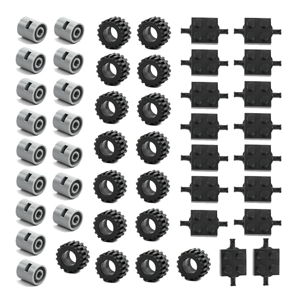 48 st Mini Hjul Axlar Pack Block Bil Tillbehör Däck Nav Klassiska Byggstenar Barn Diy Leksaker Block För Barn