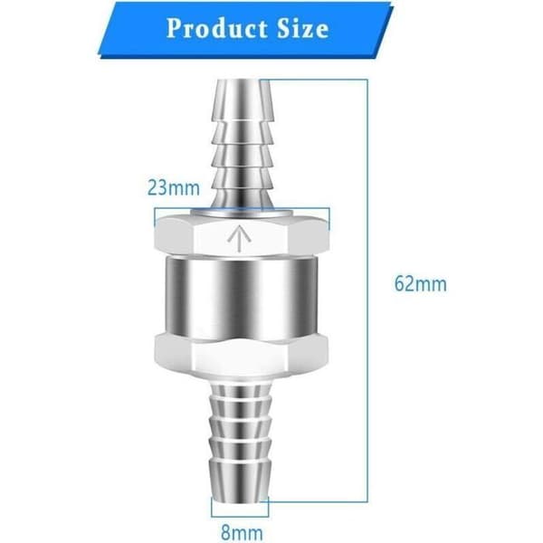 8 mm backventiler i aluminiumlegering – Set om 2 – För bensin-/diesel förgasare – Lågtryckssystem