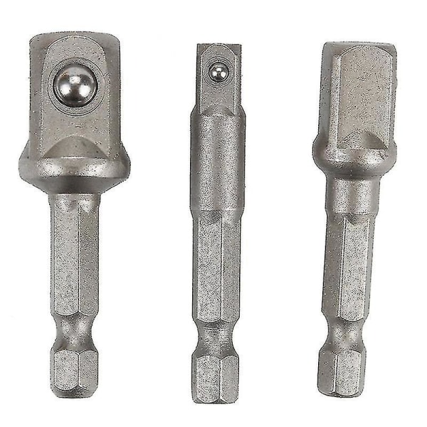 3 stk/sett krom vanadium stål socket adapter sekskant skaft til 1/4\" 3/8\" 1/2\" forlengelsesbor bits bar H