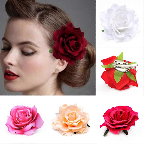 1 stk Hårklype Gjenbrukbar Roseblomstform Metall Roseblomst Hårklyper for Dating Qinhai Red