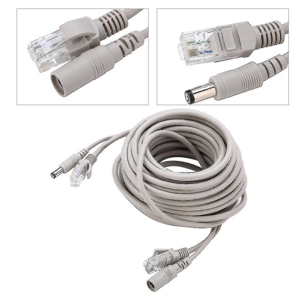 5m/10m/15m/20m Rj45+dc Ethernet Cctv-kabel til Ip-kameraer Nvr-system 10mbps100mbps (10m)