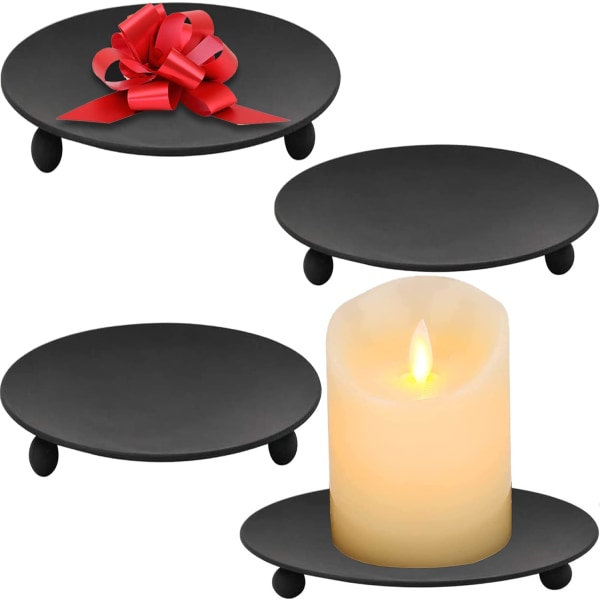 Musta kynttilänjalka, koristeellinen rautapylväinen set 4 kpl, kynttilänjalka LED-kynttilöitä varten, suitsukekäpyjä, kylpylä, häät
