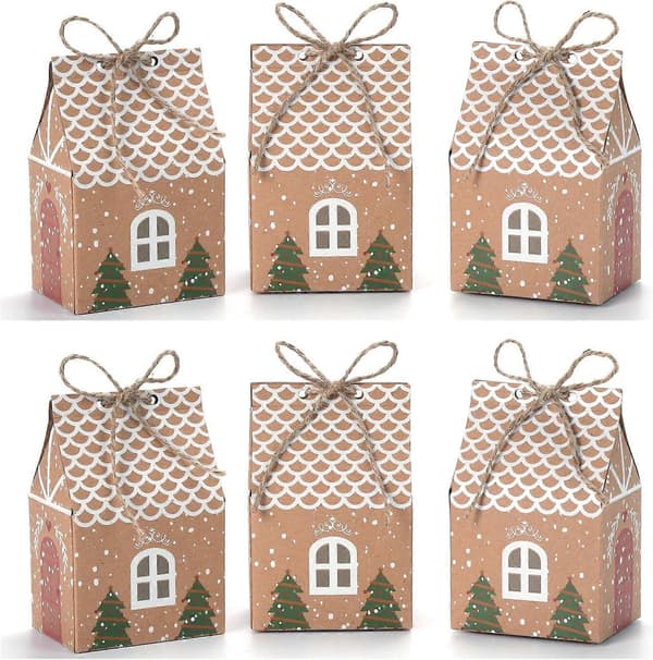 50 st Julklappsaskar, presentaskar av kraftpapper för godis, söta bröllopsfavoriter, julklappspåse