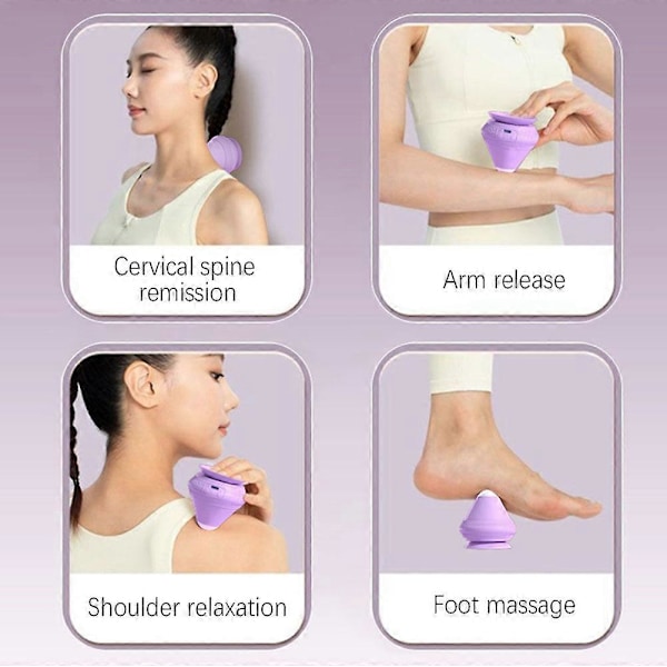 Monterbar Elektrisk Massagebold med Sugekop, Ryg- og Skuldermassagebold med Sugekop til Smertelindring Gray