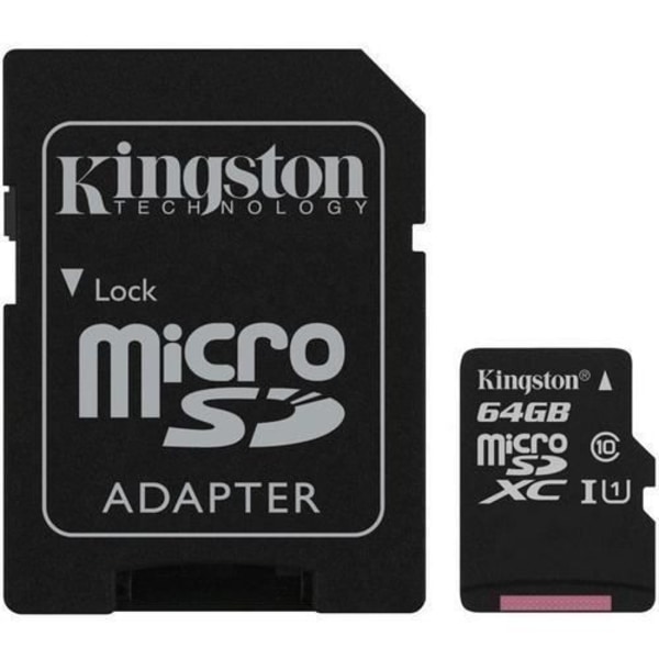 Kingston Canvas Select microSDXC-kort - 64 GB - Klass 10/UHS-I (U1) - 80 MB/s Läs - 10 MB/s Skriv