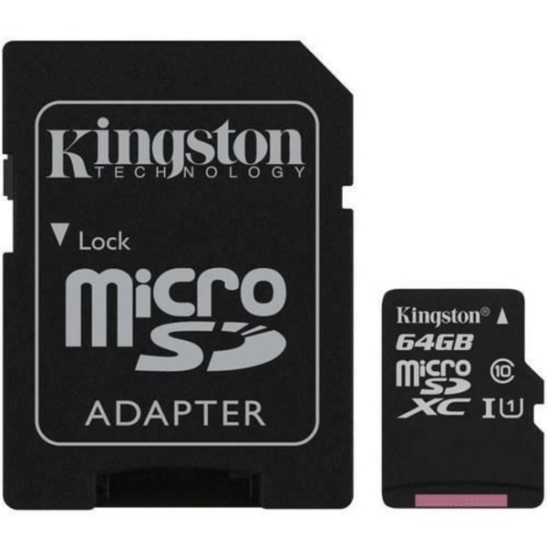 Kingston Canvas Select microSDXC-kort - 64 GB - Klasse 10/UHS-I (U1) - 80 MB/s Læs - 10 MB/s Skriv