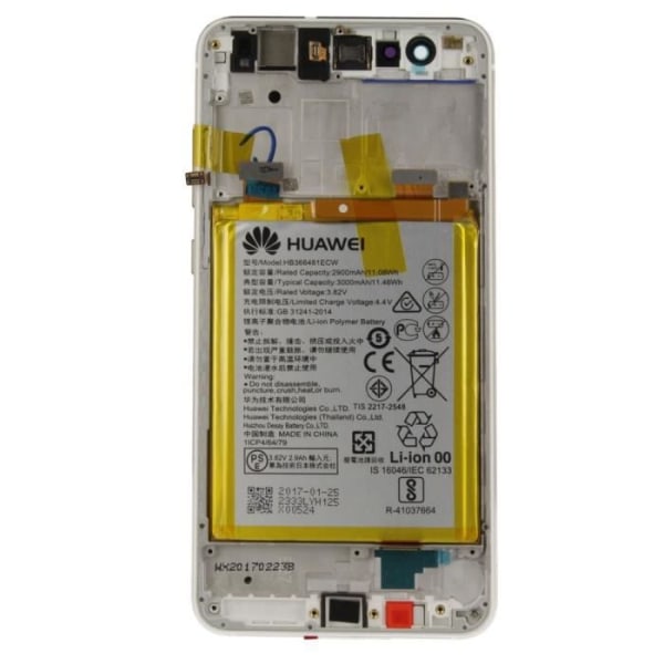 Huawei LCD-skärm + chassi för P10 Lite Service Pack 02351FSC vit