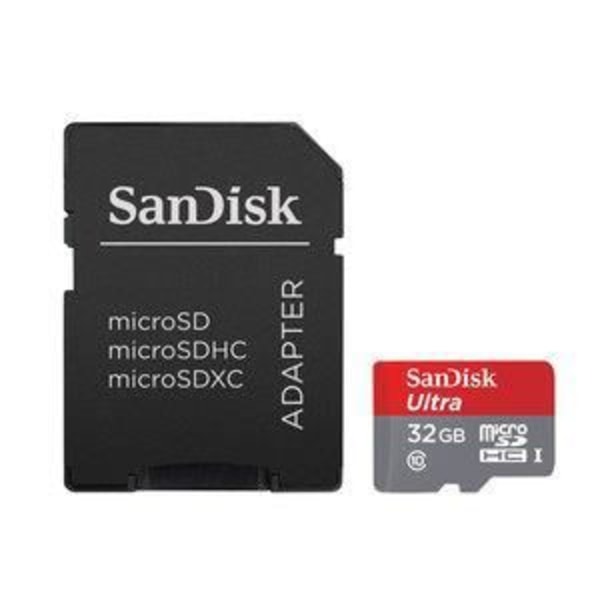 SanDisk Ultra microSDHC 32 GB minneskort + SD-adapter - Klass 10 UHS-I MicroSDHC-kort