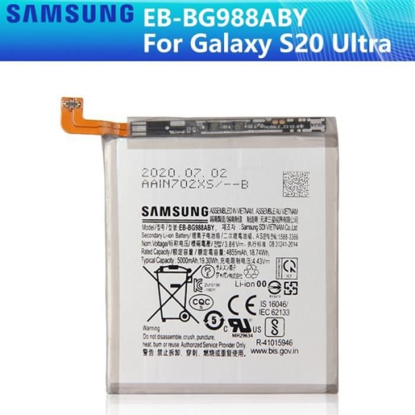 Original internt batteri för Samsung Galaxy S20 Ultra G988F EB-BG988ABY 5000Mah